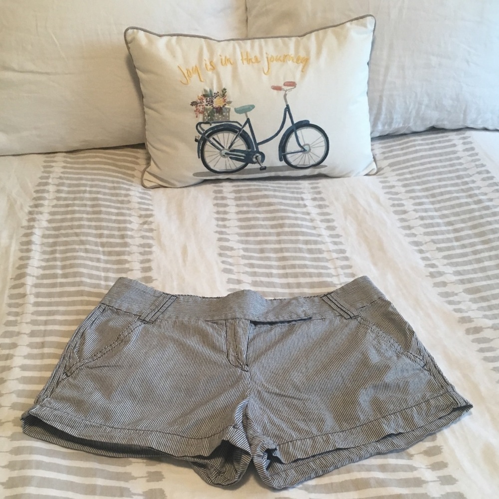 J. Crew Black and White Striped Cotton Shorts